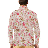 Swallow Pattern Print Design 01 Men's Long Sleeve Polo Shirt