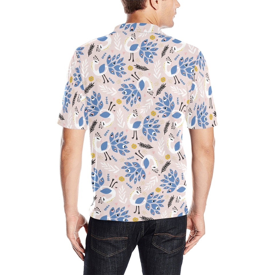 Cute peacock pattern Men's All Over Print Polo Shirt