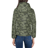Digital Green camouflage pattern Women's Padded Hooded Jacket