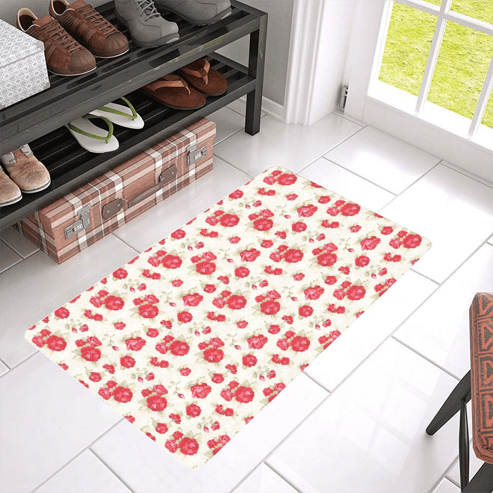 Rose Pattern Print Design 01 Doormat