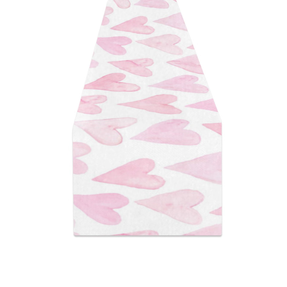 Watercolor pink heart pattern Table Runner