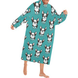 Hand drawn boston terrier dog pattern Blanket Robe with Sleeves