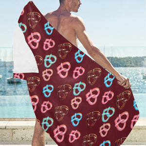 Pretzels Pattern Print Design 05 Beach Towel