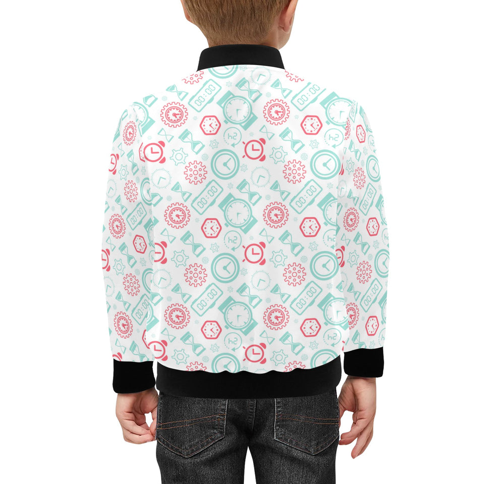 Clock time pattern blackground Kids' Boys' Girls' Bomber Jacket