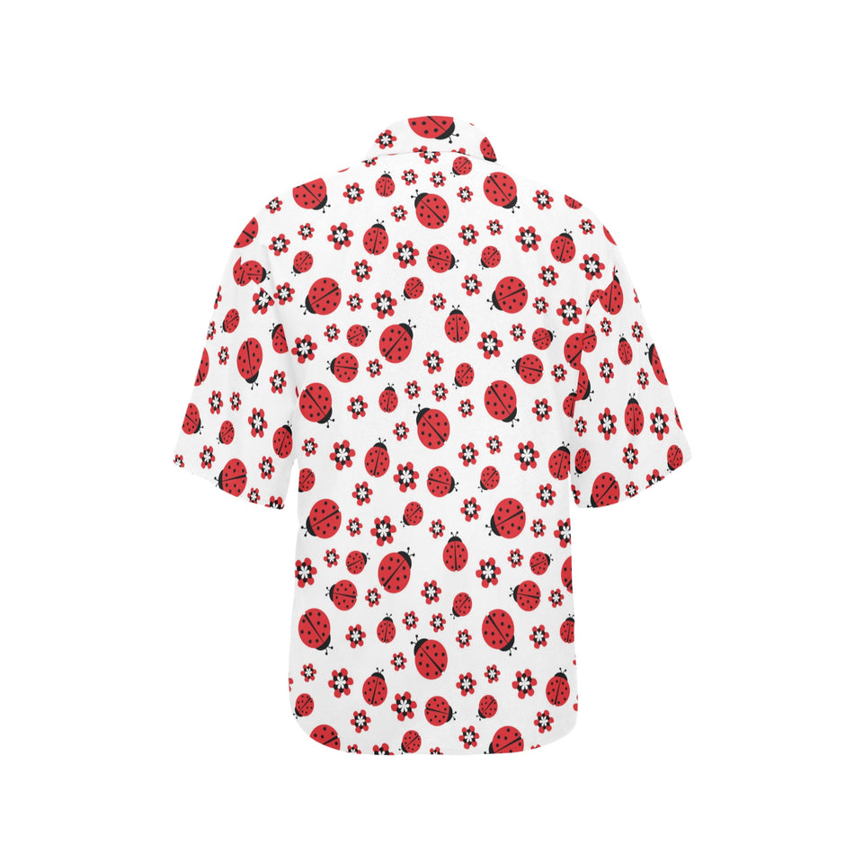 Ladybug Pattern Print Design 04 Women's All Over Print Hawaiian Shirt