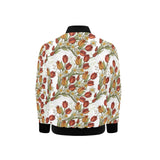 Red tulips and daffodils pattern Kids' Boys' Girls' Bomber Jacket