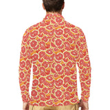 Tropical grapefruit pattern Men's Long Sleeve Polo Shirt