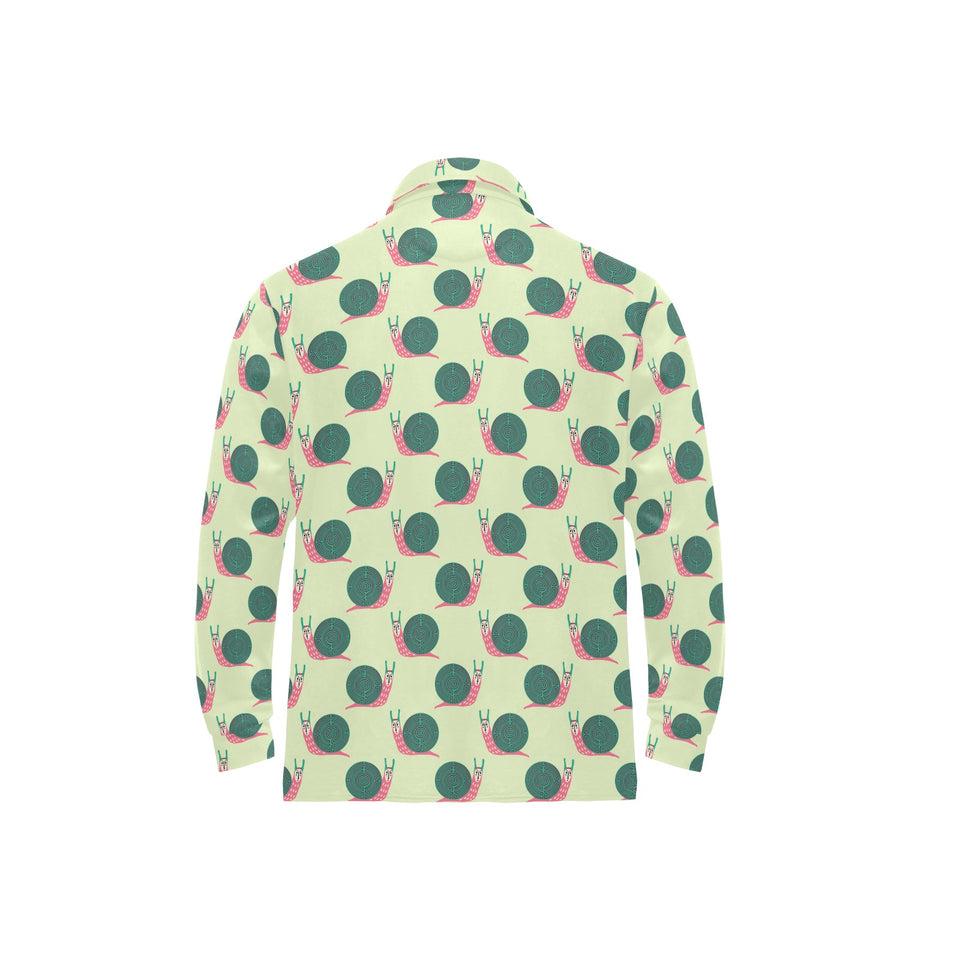 Snail Pattern Print Design 04 Men's Long Sleeve Polo Shirt