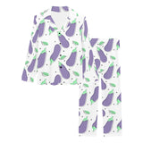 Eggplant Pattern Print Design 05 Women's Long Pajama Set