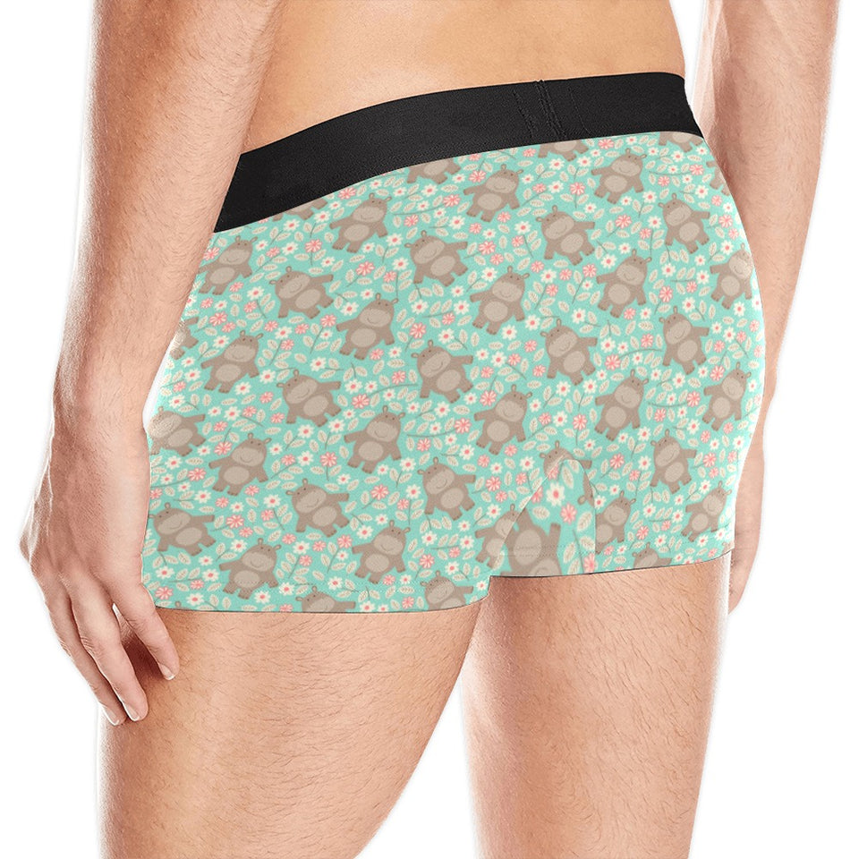 Hippopotamus Pattern Print Design 02 Men's All Over Print Boxer Briefs Men's Underwear