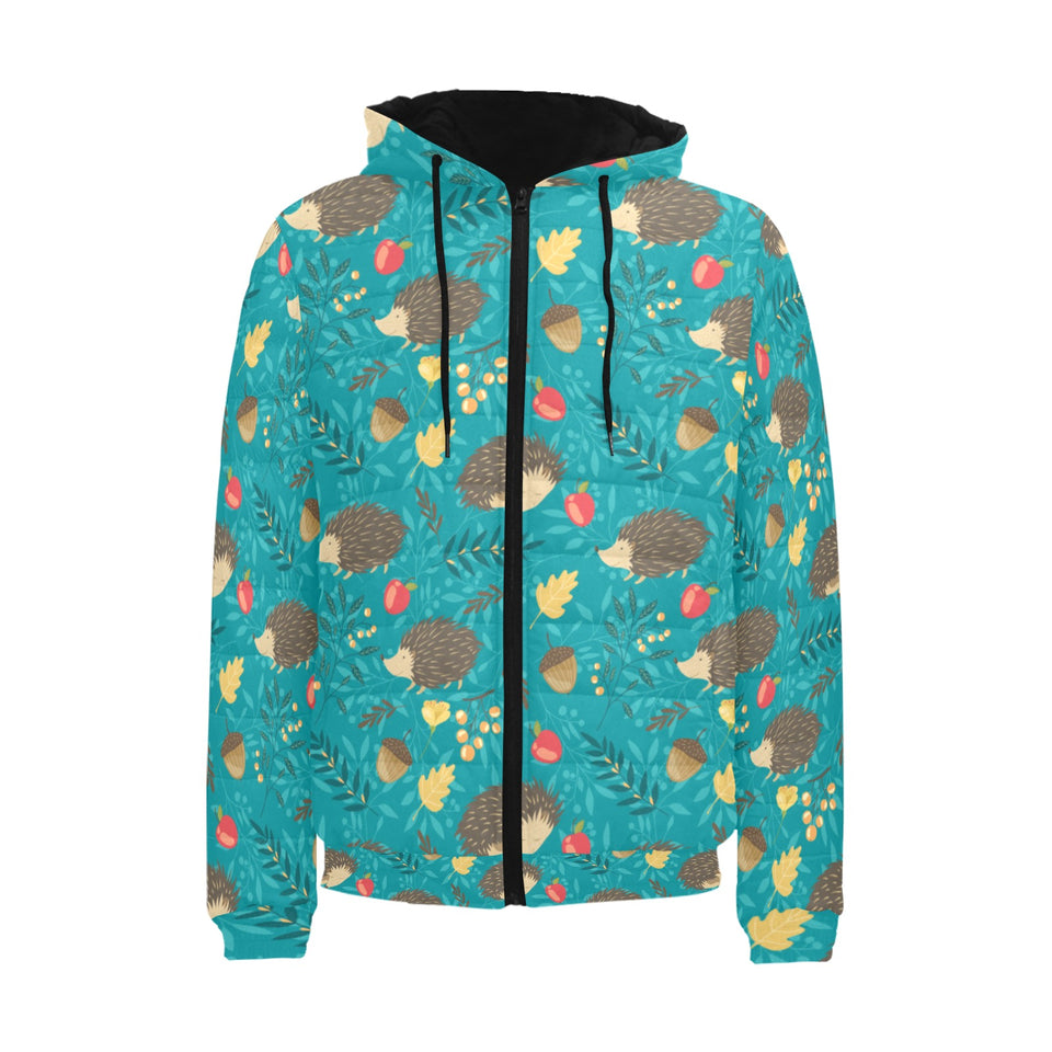 Hedgehog Pattern Print Design 01 Men's Padded Hooded Jacket