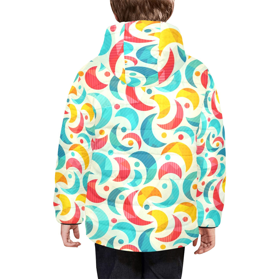 Colorful moon pattern Kids' Boys' Girls' Padded Hooded Jacket