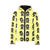 Cute ninja yellow background Kids' Boys' Girls' Padded Hooded Jacket