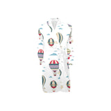 Hot air balloon pattern Men's Long Sleeve Belted Night Robe