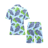 Watercolor grape pattern Men's V-Neck Short Pajama Set