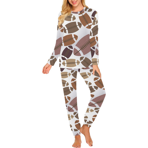 American football ball pattern Women's All Over Print Pajama Set