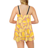 Potato Chips Pattern Print Design 01 Chest Sexy Pleated Two Piece Swim Dress