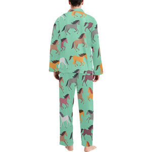 Colorful horses pattern Men's Long Pajama Set