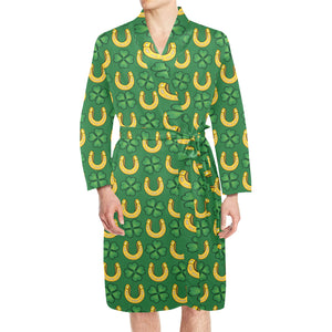 Horseshoes Pattern Print Design 05 Men's Long Sleeve Belted Night Robe