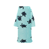 Sea turtle with blue ocean backgroud Blanket Robe with Sleeves