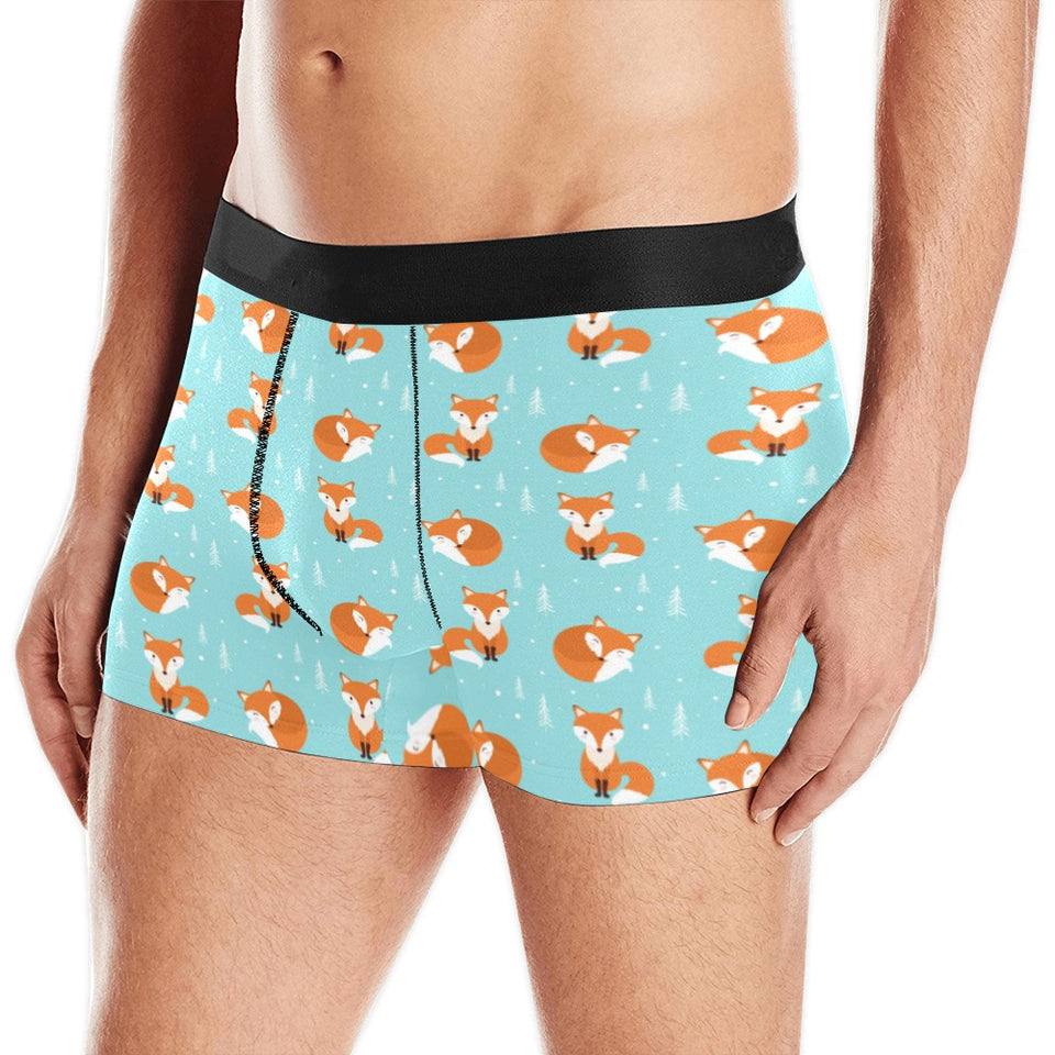 Fox pattern blue b ackground Men's All Over Print Boxer Briefs Men's Underwear