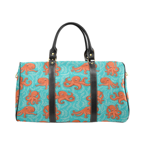 Octopus turquoise background Travel Bag