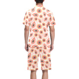 papaya leaves pattern Men's V-Neck Short Pajama Set