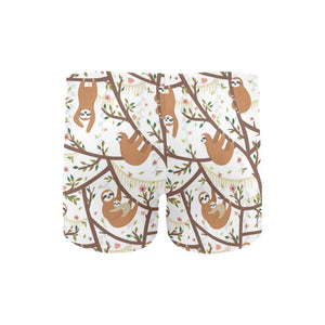 Sloths hanging on the tree pattern Men's Swimming Trunks