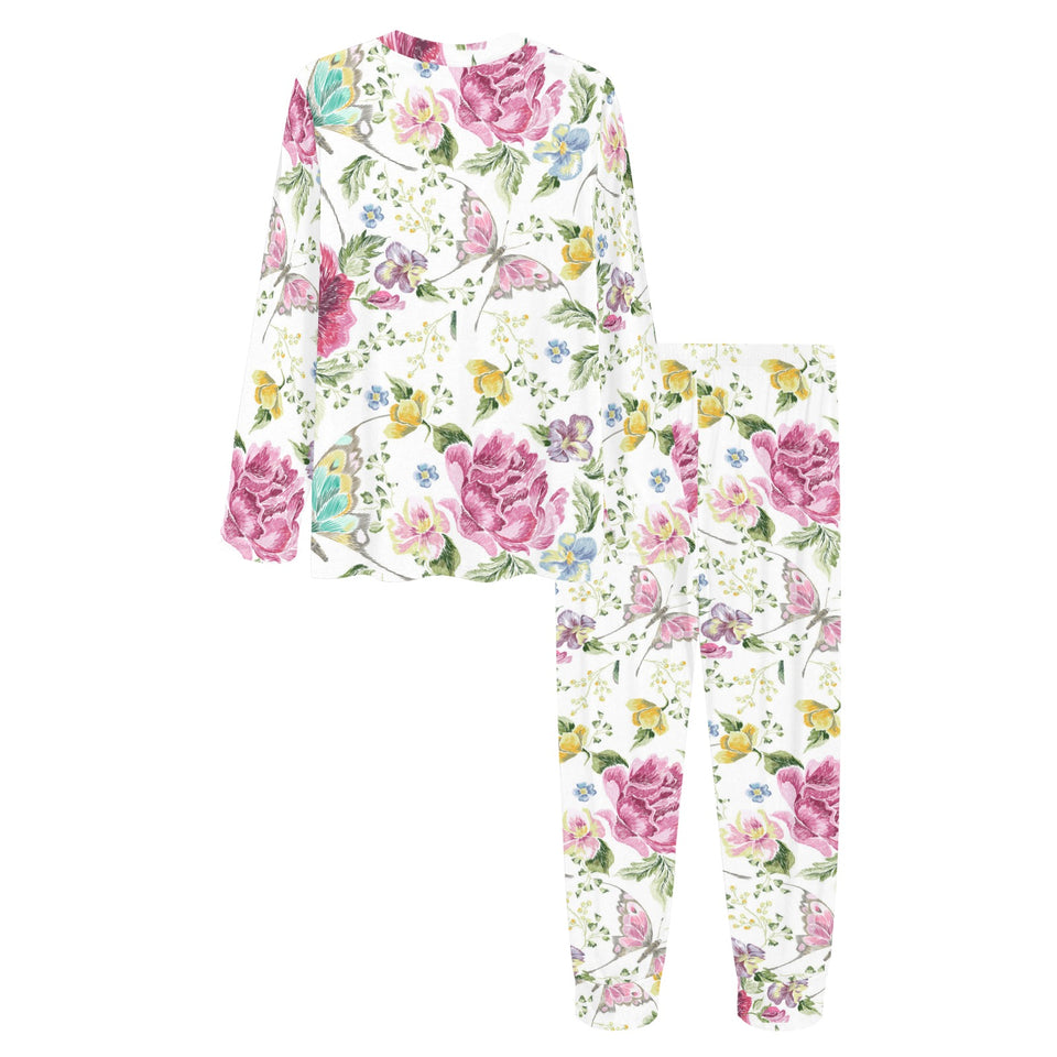 Hand drawn butterfly rose Women's All Over Print Pajama Set