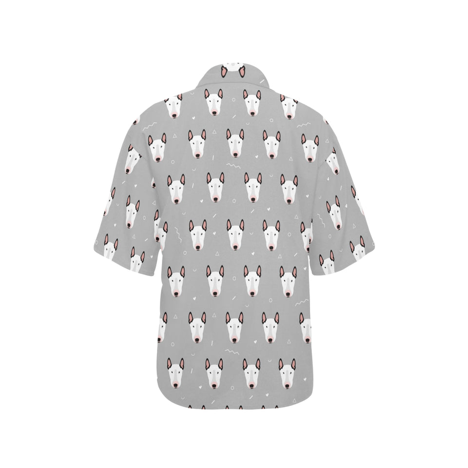 Bull Terrier Pattern Print Design 05 Women's All Over Print Hawaiian Shirt