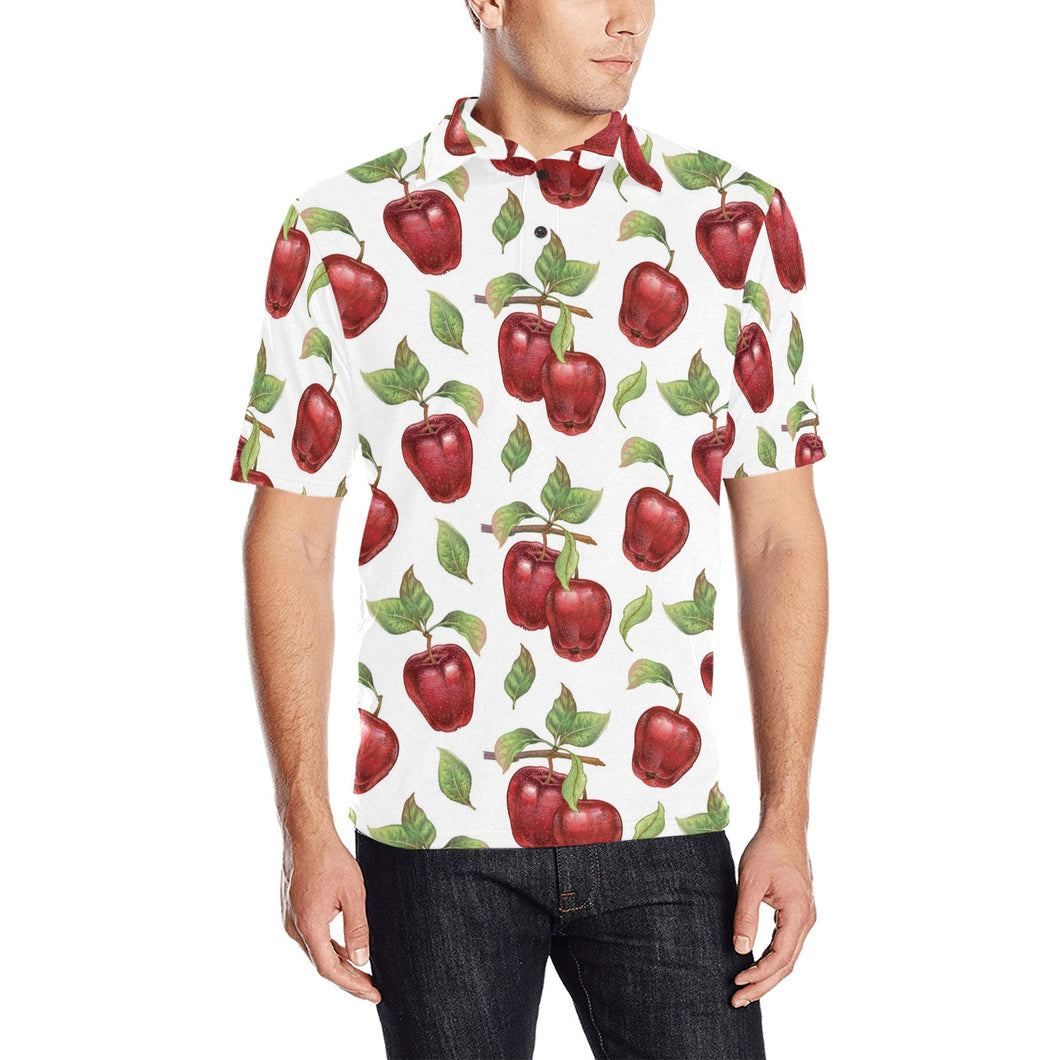 Red apples pattern Men's All Over Print Polo Shirt