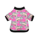 Chameleon lizard pattern pink background All Over Print Pet Dog Round Neck Fuzzy Shirt