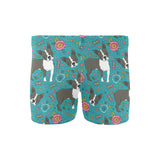 Boston terrier beautiful flower pattern Men's Swimming Trunks