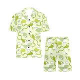 Cute frog dragonfly pattern Men's V-Neck Short Pajama Set