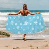 Snowflake pattern blue background Beach Towel