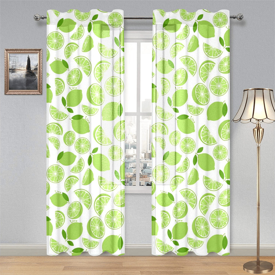 Lime design pattern Gauze Curtain