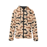 Dachshund floral background Women's Padded Hooded Jacket