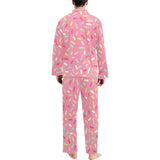 Pink donut glaze candy pattern Men's Long Pajama Set
