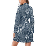 Coral Reef Pattern Print Design 05 Women's Long Sleeve Belted Night Robe