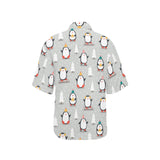 Cute Penguin christmas pattern Women's All Over Print Hawaiian Shirt