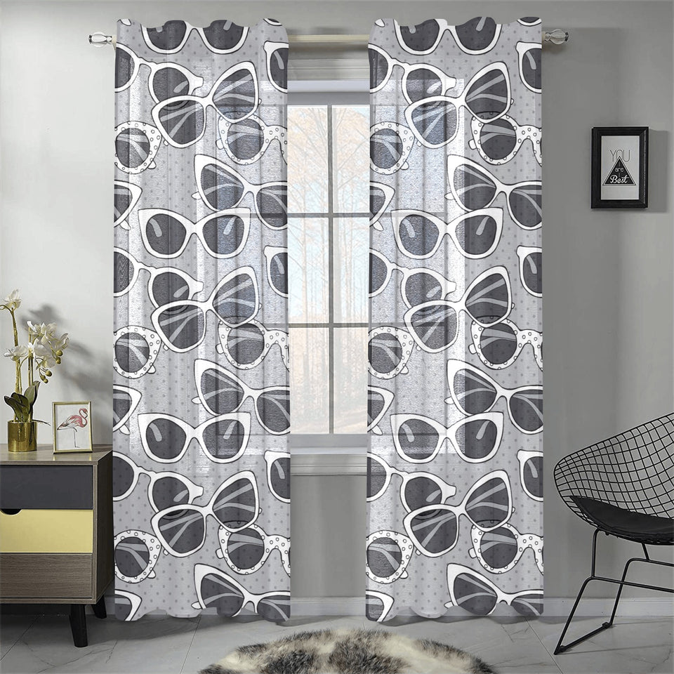 Sun Glasses Pattern Print Design 04 Gauze Curtain