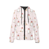 Cute Shiba Inu Dog Apple pattern Women's Padded Hooded Jacket