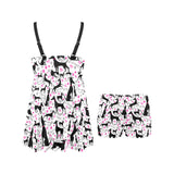 Greyhound Pattern Print Design 02 Chest Sexy Pleated Two Piece Swim Dress