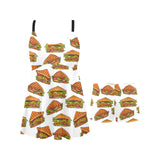 Sandwich Pattern Print Design 02 Chest Sexy Pleated Two Piece Swim Dress