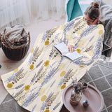 Lavender modern pattern blackground Blanket Robe with Sleeves