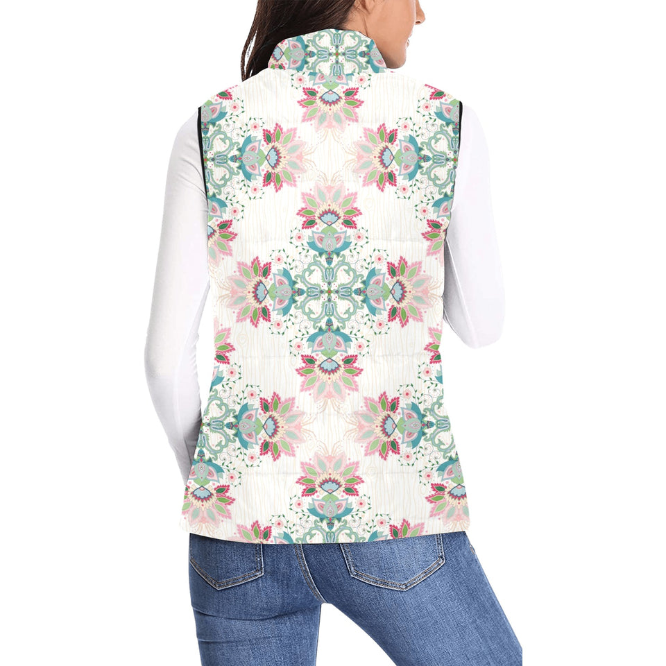 Square floral indian flower pattern Women's Padded Vest