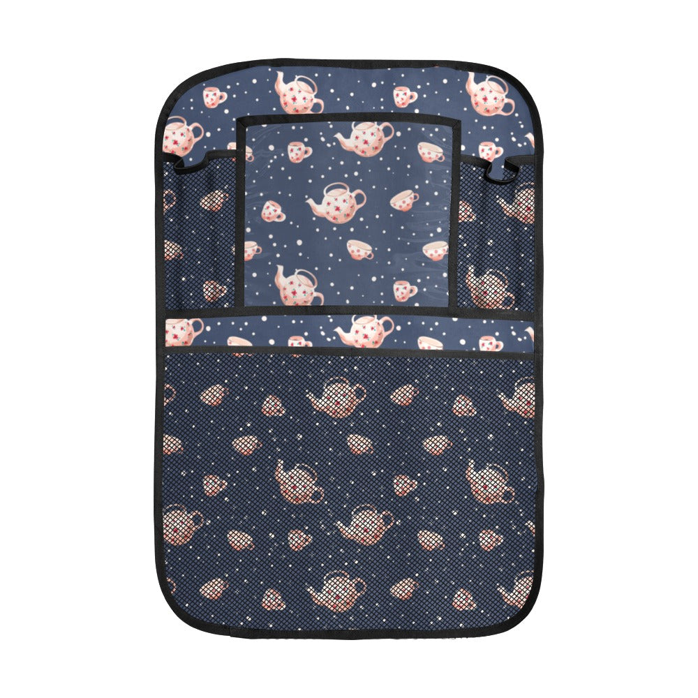 Tea pots Pattern Print Design 04 Car Seat Back Organizer
