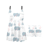 cute rhino heart pattern Chest Sexy Pleated Two Piece Swim Dress