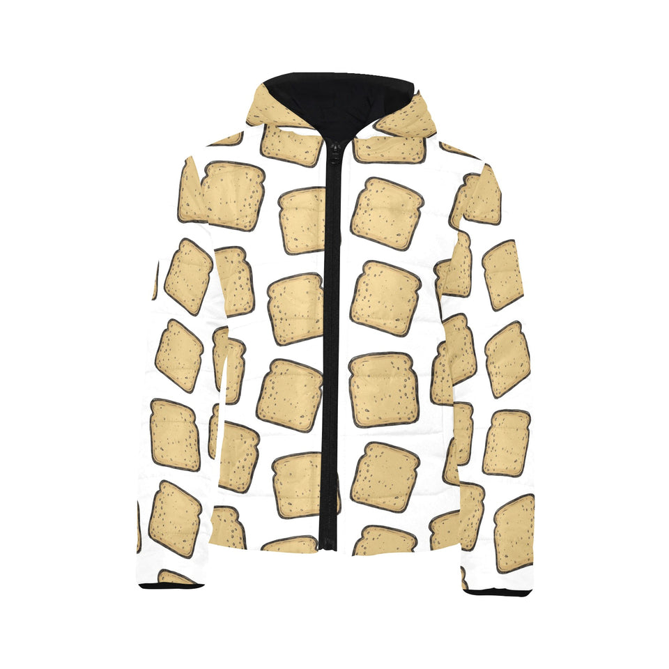 Bread Toast Pattern Print Design 03 Kids' Boys' Girls' Padded Hooded Jacket