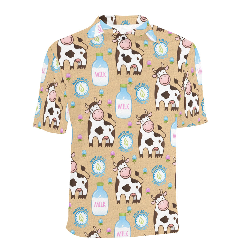 Cow bottle of milk pattern Men's All Over Print Polo Shirt